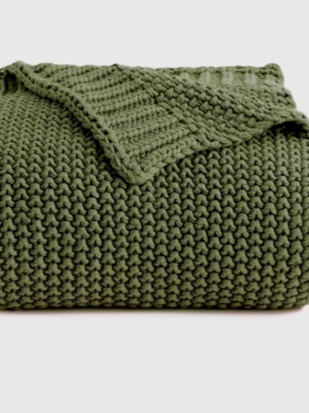 Quince Cotton Fisherman Throw Olive EUC